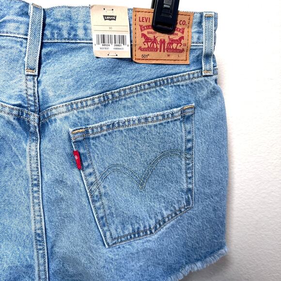 Levi’s 501 High Rise Distressed Denim Cutoff Shorts Raw Hem Size 30 - Picture 9 of 9